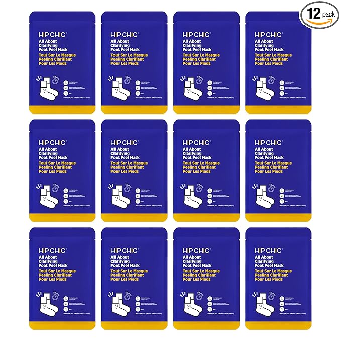 Clarifying Foot Peel Mask, Moisturizing, for Cracked Heels & Excessive Dead Skin, AHA, Soft Smooth Touch Feet, One Size for Men & Women, Self Home Care, 12 Packs