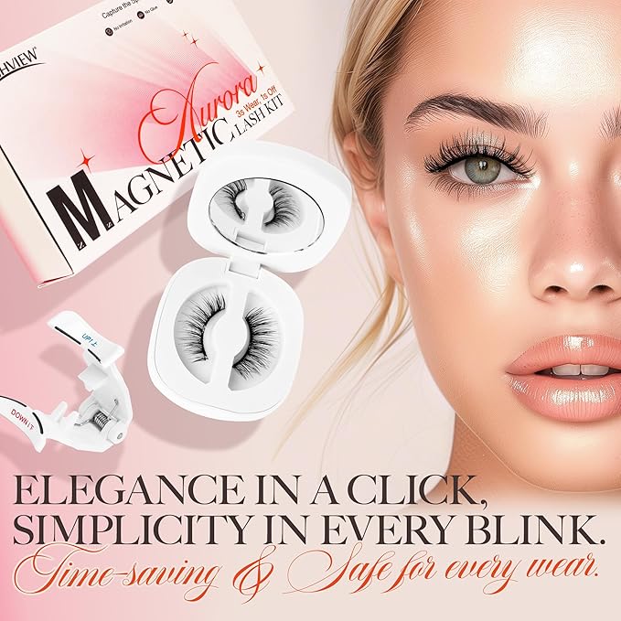 LASHVIEW Magnetic Eyelashes with Applicator,Reusable Soft Magnetic Eyelashes Natural Look, No Glue Needed RCM01-N