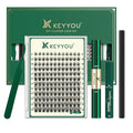 DIY Lash Extension Kit KEYYOU 144pcs Lash Clusters Eyelash Extension Kit with Mascara Brush Bond and Seal Lash Glue Remover Lash Applicators Lash Brush for DIY Lash Extensions (Y08 Kit)