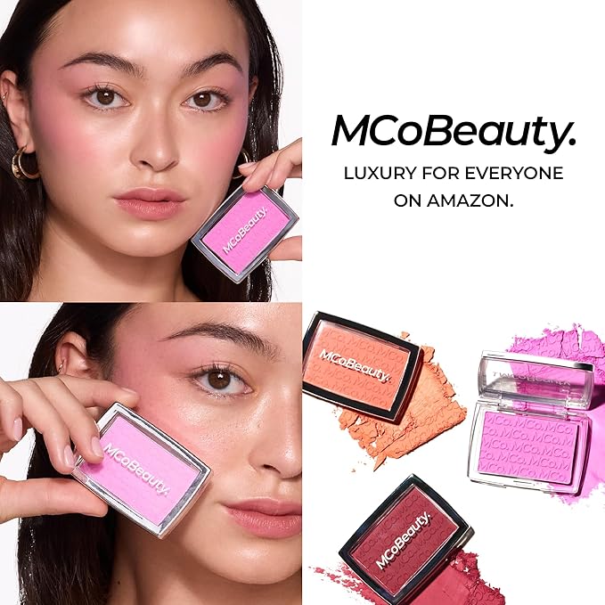 MCoBeauty Glow Up pH Powder Blush - Peach - Color Activated Soft Matte Blusher for Cheeks - Blendable, Buildable & Long Wearing Face Makeup - Natural Finish - Vegan & Cruelty Free