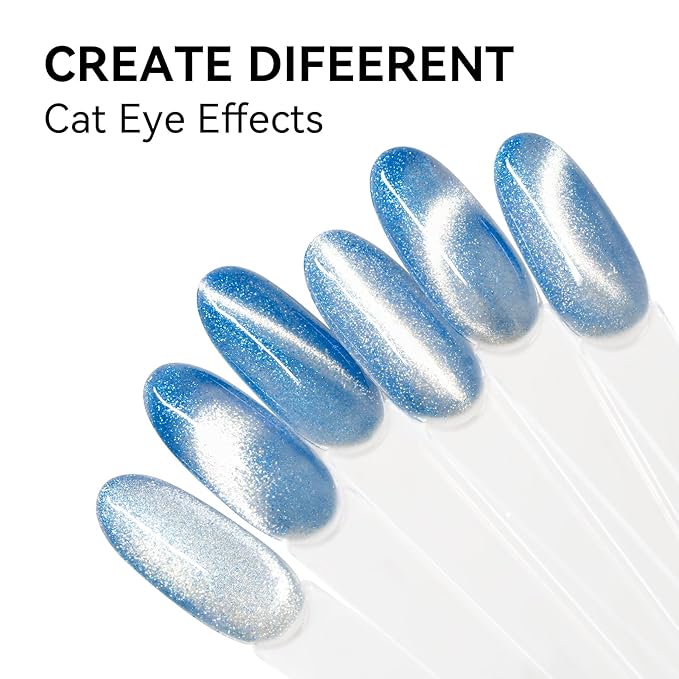MAYCHAO 15ML Cat Eye Gel Nail Polish 1Pc Blue Glitter Gel Polish with Magnet Soak off Holographic Magnetic Nail Polish for Nail Art Manicure Salon DIY at Home, 0.5 OZ
