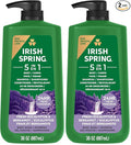 Irish Spring 5 in 1 Body Wash for Men | 24 Hour Freshness | For Body Face Hair | Biodegradable Ingredients | 30 Oz Pump 2-Pack