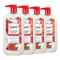 Suave Strawberry Delight Uplifting Body Wash, Formulated with Glycerin and Vitamin E for Hydrating and Gently Cleansing Skin, 30 FL OZ Pump, 4 Pack