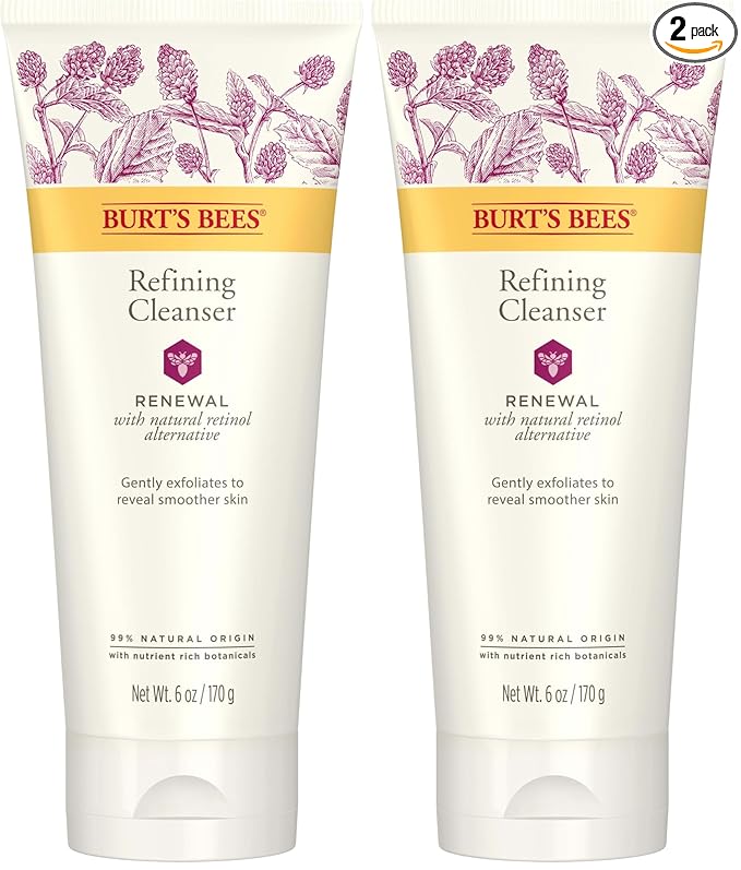 Burt's Bees Renewal Refining Cleanser with Bakuchiol Natural Retinol Alternative,6 Oz (Package May Vary),(Pack of 2)