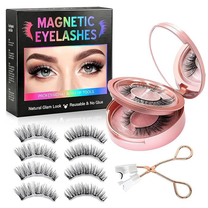 Magnetic Eyelashes, Light Weight Natural Look False Eyelashes with Applicator, Reusable & No Glue Needed
