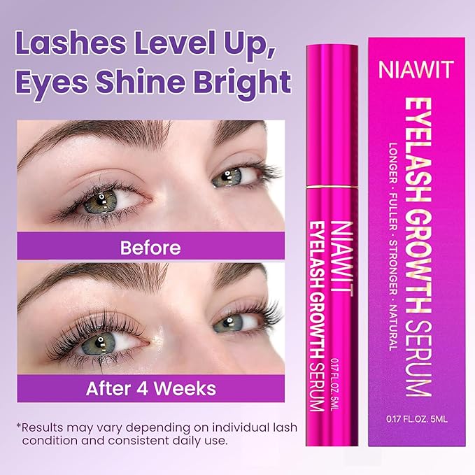 Eyelash Growth Serum & Eyebrow Enhancer - Advanced Lash and Brow Serum for Longer, Thicker, Fuller Looking Lashes Naturally | Strengthening & Nourishing Vegan Formula Gentle for Sensitive Eyes