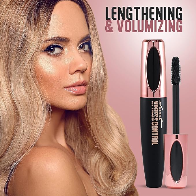 Two Pack: Silk Fiber Mascara 4D, Lengthening and Thickening, Secret Xpress Control - Long Lasting & Smudge-Proof, All Day Exquisitely Full, Long, Thick, Lashes