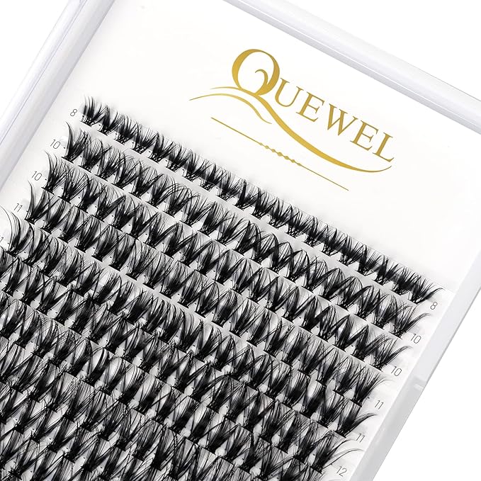 QUEWEL Cluster Lashes 240Pcs Individual Lash 40D 0.07C Curl Mix8-14mm Lash Extensions Clusters Lashes Soft&Natural False Eyelashes Individual DIY Eyelash Extension at Home(40D 0.07C MIX8-14)