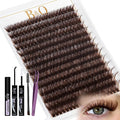 B&Q Mocha Brown Lash Clusters Kit | 280 Pcs Brown Wispy & Natural Eyelash Clusters for Beginner DIY, Complete Lash Extension Kit with Bond and Seal, Fake Eyelashes for Natural Look（80D 10-18mm)