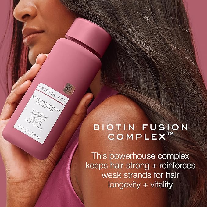 Kristin Ess Biotin Shampoo - Sulfate Free + Color Safe - Promotes Healthy Hair Growth, Strengthens + Nourishes Dry Damaged Hair - Anti-Breakage Fortifying Biotin Repair Shampoo for Volume - Vegan