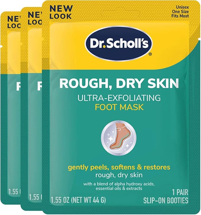 Dr. Scholl's Rough, Dry Skin Ultra Exfoliating Foot Mask 3 Pack and Dry, Flaky Skin Remover Ultra Exfoliating Foot Lotion Bundle