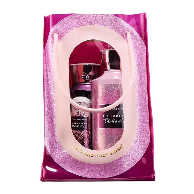 Bath & Body Works A Thousand Wishes Gift Set with Body Wash, Fine Fragrance Mist, Lotion, & Hand Cream – Personal Care Collection for Gifting or Individual Use, Prosecco & Peony Scent - 1 Pack