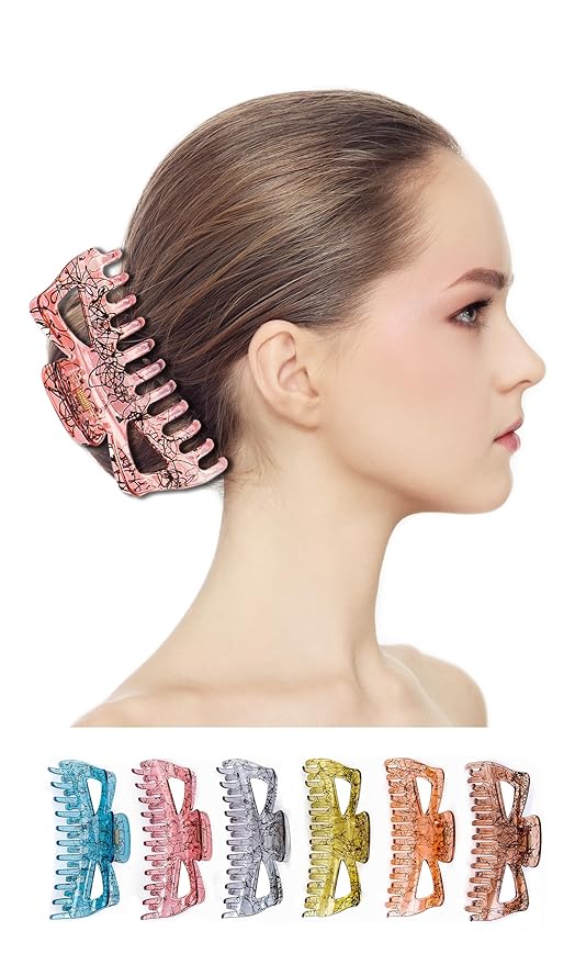 Extra Large Claw Clips for Thick Hair, 6.4 Inch Strong Hold Matte Jumbo Accessories for Women Long Curly Hair Cute Nonslip Big Jaw Clip French Giant Hair Clip 6 Pack (Mix Color)