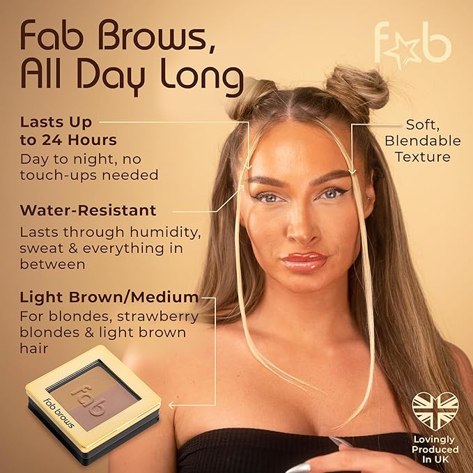 Lux Eyebrow Kit Refill Powder - Soft and Natural Eyebrow Definition for Light Brown/Medium Brows On-The-Go