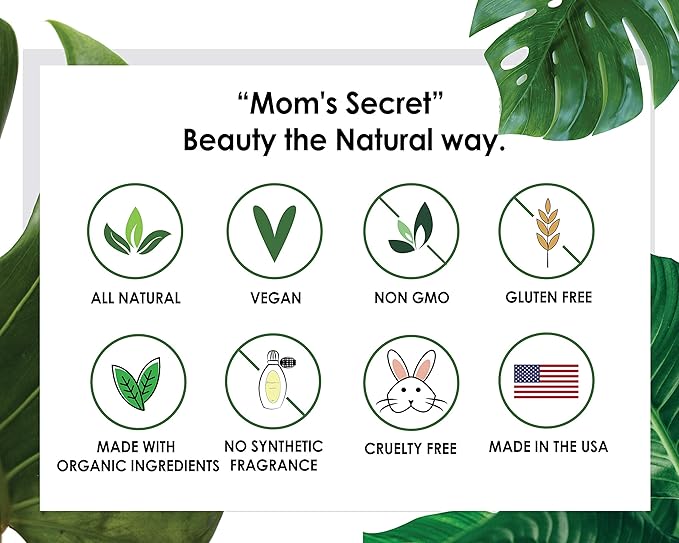 Mom's Secret 100% Natural Eyebrow, Organic, Vegan, Eyebrow Powder, Gluten Free, Cruelty Free, Made in the USA, 2.5 g. (Charcoal)