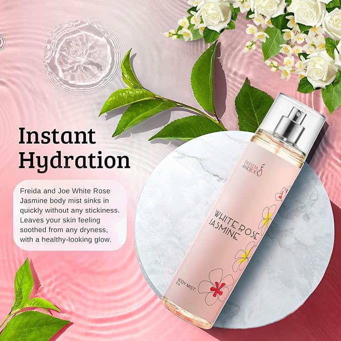 White Rose Jasmine Body Spray for Women, Womens Perfume Fragrance Body Mist And Sprays Luxury Perfume Mist - 8 oz Fine Spray Bottle Gift for Mom