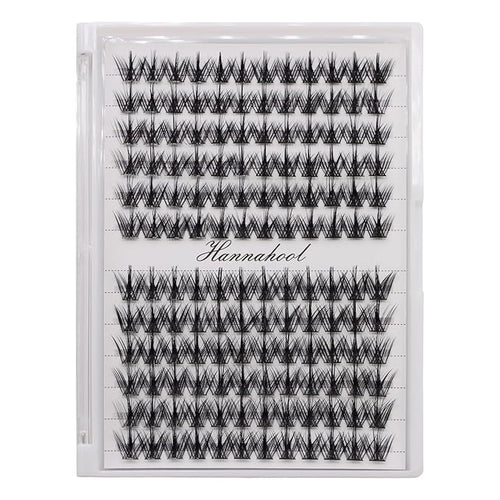 12rows-Large Tray Mixed 8-10-12-14-16mm/Mixed 14-15-16mm/Mixed14mm-16mm/Mixed 18-20mm Wide Stem Individual False Eyelashes Dramatic Black Cluster Eyelashes (MY008-14-16MM MIX)