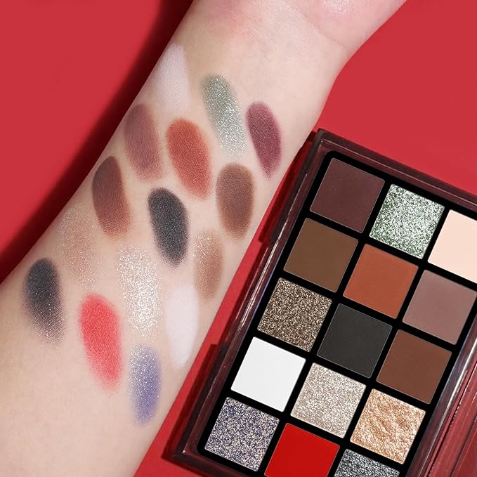 UCANBE 15 Colors Matte Shimmer Metallic Glitter Eyeshadow Palette – Highly Pigmented Blendable Powder, Neutral Warm, Smokey & Bold Shades Makeup Palette