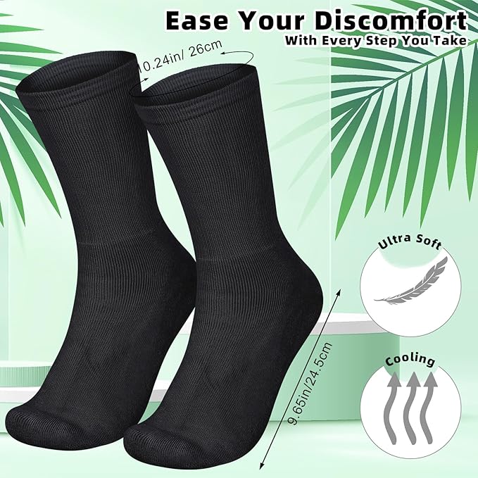 4 Pairs Cotton Soft Eczema Socks Black Hydrating Moisturizing Therapy Cotton Socks Eczema Relief for Adult Wet Wrap Non Itch Soft Feet Treatment