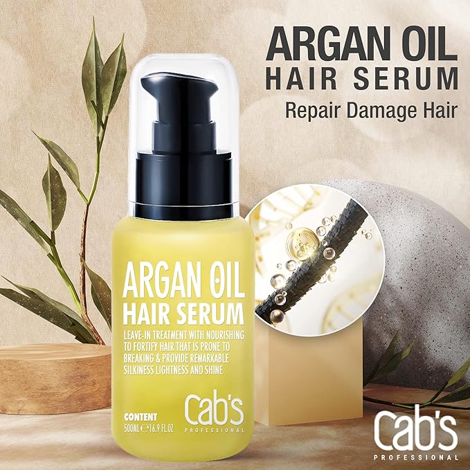 Cab's Silk Essence with Argan Oil & Coconut Oil | Color-Protection Treatment for Dry, Frizzy & Curly Hair | Hair Serum for Growth & Shine