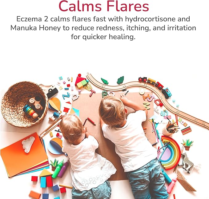 Eczema 2 Th2 Manuka Flare Control Spray, Eczema Treatment for Kids for Fast Itch Relief, Fortified with UMF 20 Manuka Honey and Hydrocortisone 1% (4 oz)
