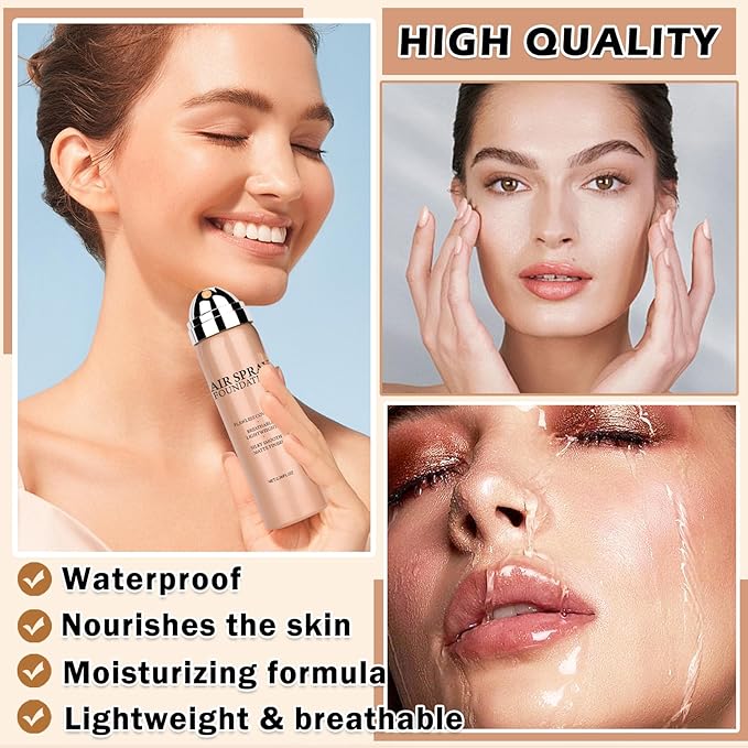 Airbrush Foundation for Mature Skin Airbrush Flawless Setting Spray Long Lasting Full Coverage Foundation Makeup-（01 Natural）