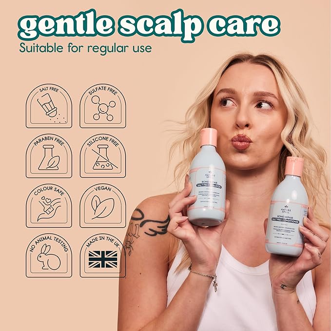 Nature Spell Bond Repair Shampoo & Conditioner Set, Sulfate & Paraben Free, Repairs & Nourishes with Keratin & Hyaluronic Acid, Color Safe, For All Hair Types, Vegan, Pack of 2, 10.14 fl oz Each