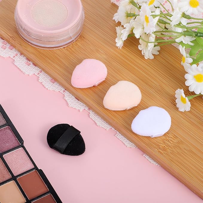 TIESOME 8Pcs Mini Powder Puff, 4 Colors Finger Powder Puff Small Powder Finger Puffs Triangle Makeup Puffs for Foundation Setting Cushion Puff for Women Girls