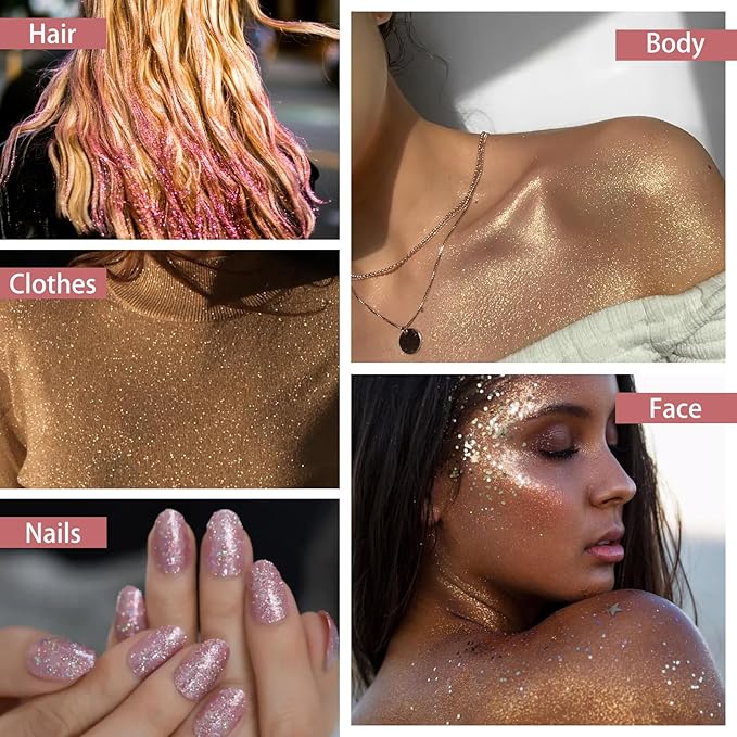Etercycle Glitter Spray for Hair and Body, White Extra Fine Face Shimmer Powder, Cosmetic Rave Makeup Glitter Highlighter Powder Hairspray for Y2k Accessories, Festive Party, Stage Shows, Nightclubs