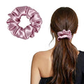 ZLYC 100% Mulberry Silk Scrunchie 19 Momme Gentle Creaseless Hair Tie for Women Dent-Free Ponytail Holder, 3.5cm Solid Mauve