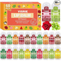 VISRIE 60 Pack Mini Lip Balm Bulk, Natural Lip Balm with Vitamin E & Beeswax, Moisturizing Lip Care for Dry Lips, Perfect for Party Favors, Care Packages & Small Gifts
