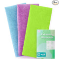 3 Pieces Exfoliating Washcloth Shower Towel African Net Sponge Japanese Wash Cloth Face Exfoliating Sponge Loofah Exfoliating Body Scrubber for Body Exfoliation (Purple,Blue,Green)