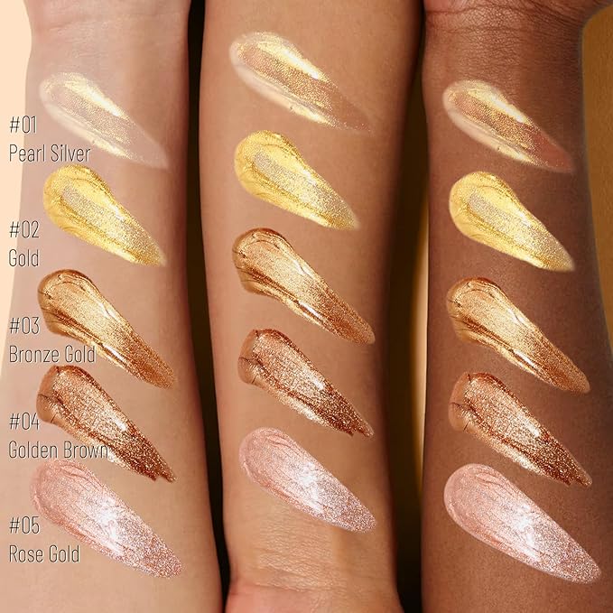 UCANBE Body Shimmer Oil 100ml, Moisturizing Body Glow Glitter Oil, Waterproof Shimmering Luminizer Liquid Illuminator Highlighter, Tinted Shimmer Lotion Glowing Bronzer Makeup(Golden Brown)