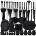 HGHDBT 51Pcs Black Makeup Brushes Set Professional Makeup Kit Multi-functional Makeup Tool Set with Facial Makeup Accessories, Foundation Makeup Brush Kit Eye and Face Make up Brushes & Tools