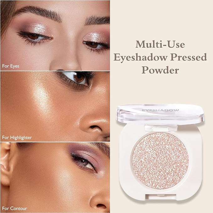 Matte Glitter Eyeshadow Palette 2 PCS, Pear White Eye Shadow Palettes Shimmer Nude Eyeshadow for Older Women, Smooth Powder Lightweight Blendable High Pigment Compact Daily Eyes Makeup, Set E
