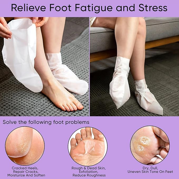 Foot Peeling Mask, Callus Remover Exfoliating Feet Mask Peel with Natural Lavender Extract for Rough Cracked Dry Feet, Moisturizing Socks for Foot Spa, 3Pairs