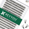 KEYYOU Lash Clusters 300pcs Individual Lashes, 30D 0.07D Curl 10mm DIY Eyelash Extension, Soft & Natural Volume Cluster Lashes with Large Tray