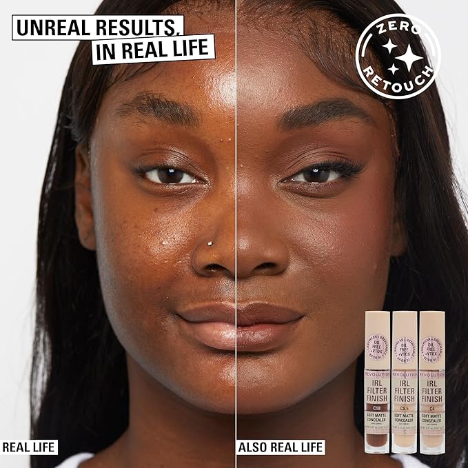 Revolution, IRL Filter Finish Concealer, Full Coverage, Oil-Free, Long-Lasting & Lightweight Formula, Infused with Hyaluronic Acid, Vegan & Cruelty-Free, C7, 0.21 oz