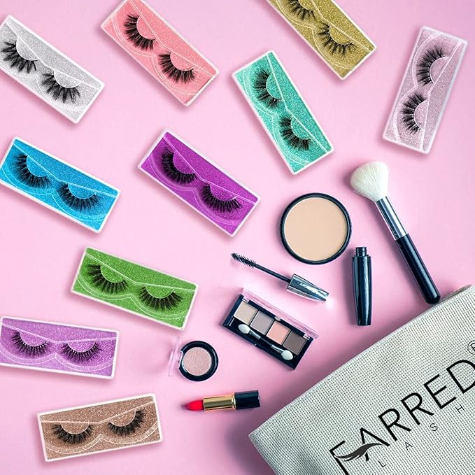 FARRED Wholesale Fluffy Dramatic Bulk Lashes Mix 10 Styles 50 Pairs Pack Individual Box 10-18mm Volume Faux Mink Eyelash Thick 8D Fake Lash Short Natural Look Eyelashes (style i-50 pairs)