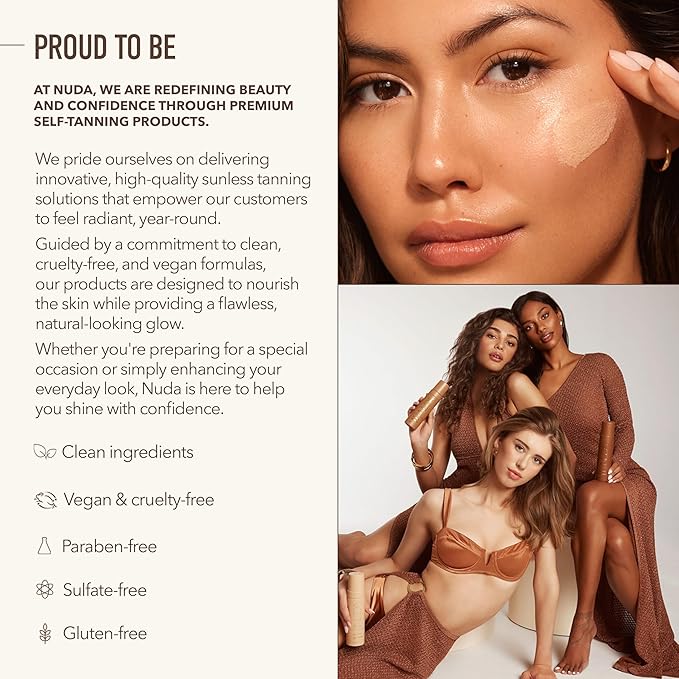 Nuda GlowDrops | Squalene, Ginger, Lavender, & Moringa-Infused Glow Bronzing Drops for Face | Lightweight, Buildable, & Blendable Liquid Bronzer Formula | Paraben & Sulfate-Free Serum, (1 Fl Oz)
