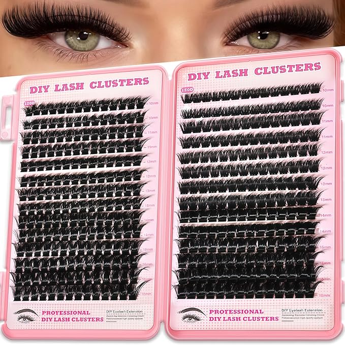 Manga Lash Clusters, 392 Pcs Fluffy Cluster Eyelash Extensions 120D+150D D Curl Individual Wispy False Eyelashes DIY Lash Extension (Volume Lash Clusters 10-18mm)