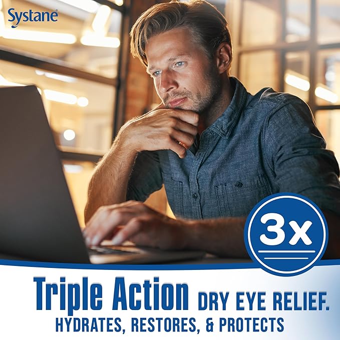 Systane PRO PF Lubricating Eye Drops for Dry Eyes, 2 x 10 mL, Preservative Free with Hyaluronate, Triple-Action Formula to Hydrate, Restore & Protect, Multi-Dose Bottle