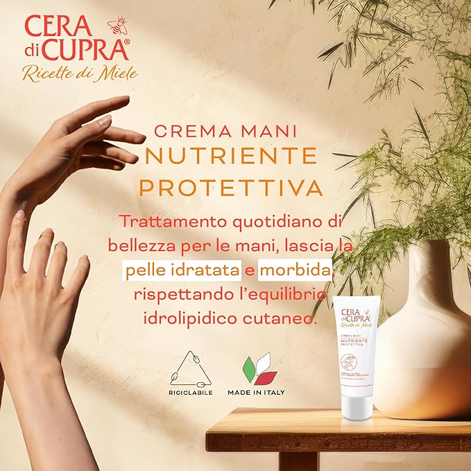 CERA DI CUPRA Hand Cream with Beeswax - Nourishing Hand Moisturizer for Dry Hands, Anti-Aging Formula, Dermatologically Tested - Personal Care