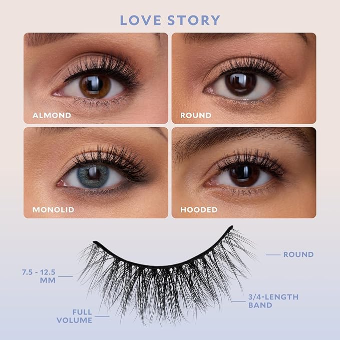 Velour Effortless Self Adhesive Eyelashes (2-Pack), Reusable Pre Glued Strip Lashes, No Trim Needed Lash Strips, Press On Eyelashes No Glue Needed, Lightweight Adhesive Eyelash Strips