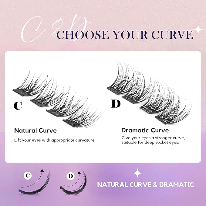 GAQQI Lash Clusters, Eyelash Cluster C Curve 10mm Cluster lashes, Individual Lashes 168pcs False Eyelashes Wispy Cluster Eyelash Extensions (GQ03, C, 10mm)