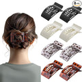 8 Pack French Flat Hair Clips for Women – Large Matte No-Slip Claw Barrettes for Thick & Thin Hair, Strong Hold Styling Accessories (Leopard Black and White)