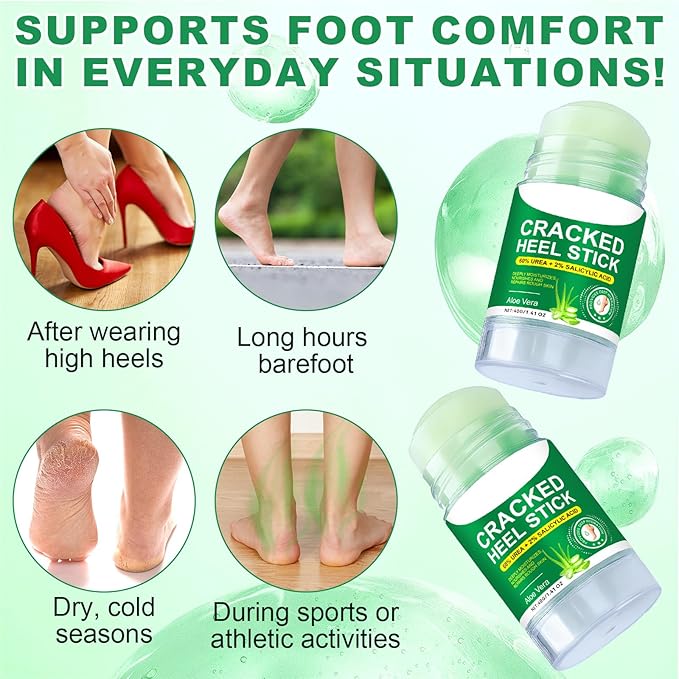 60% Urea plus 2% Salicylic Acid Foot Care Stick, Deep Hydration Soften & Smooth Thickened Areas, Intensive Moisturizer Repairs for Dry, Cracked Heels & Thickened Skin (1.41 Ounce, Aloe Vera)
