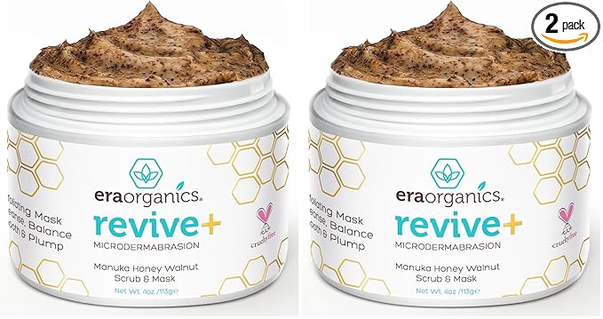Manuka Honey Exfoliating Face Scrub – Gentle Microdermabrasion Face Exfoliator to Help Smooth, Soften & Balance with Moisturizing Organic Superfoods 4oz (Pack of 2)