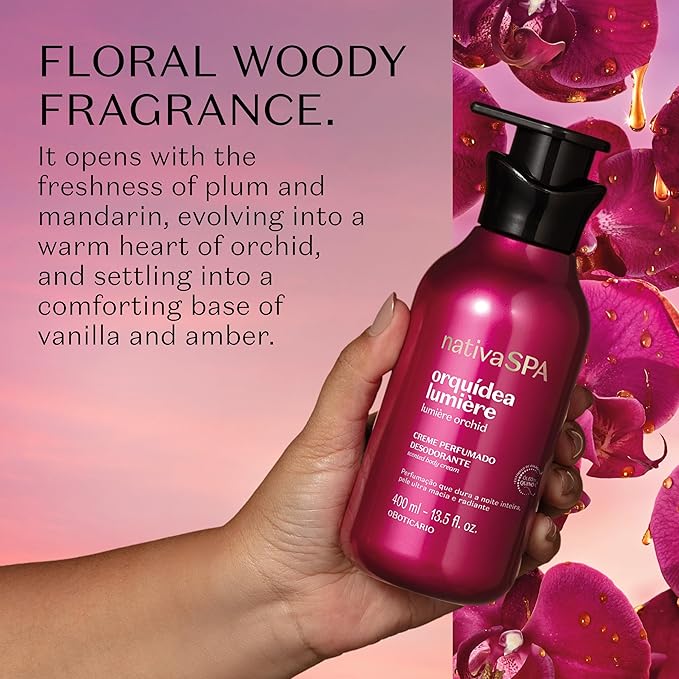 Nativa SPA Orchid Lumière Scented Body Cream, Firming & Hydrating Lotion with Quinoa Oil, 13.5 Ounce (400ml)