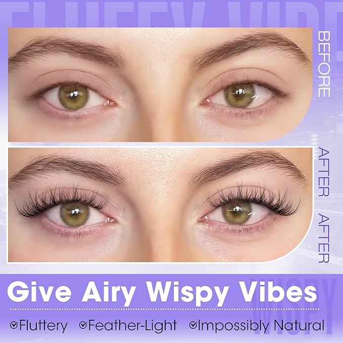 Mavphnee Spider Lash Clusters Wispy Airy Cluster Eyelash Extensions with Flexible Clear Band & LC Curl, 10-16mm Natural Individual Lashes For Clean Girl & Kim K Makeup